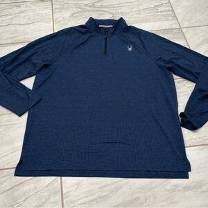 Spyder Active ProW-B Blue Quarter Zip Pullover XL Waffle Thermal Stretch Ski